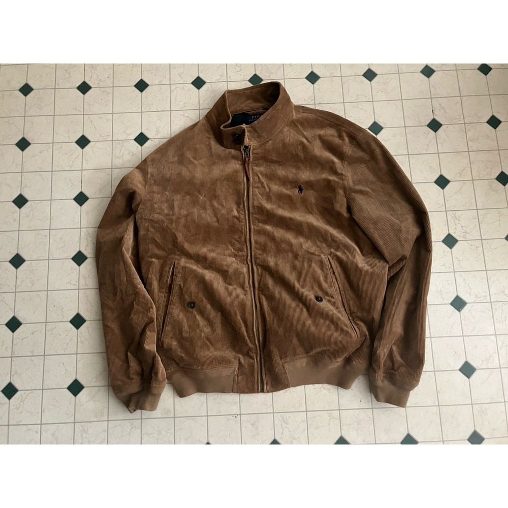 Polo Ralph Lauren Corduroy Full Zip Windbreaker Jacket w/ Pony Golden Brown XXL
